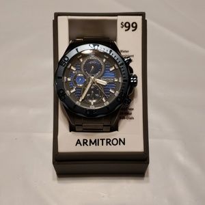 New Mens Armitron Blue and Gunmetal Diver Watch